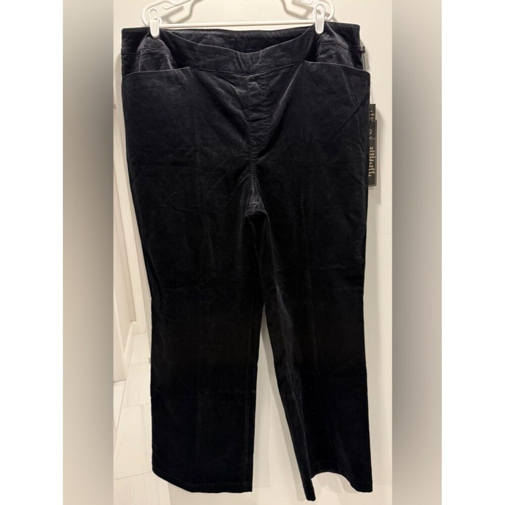 DG2 by Diane Gilman Black Velvet Pull-On Straight-Leg Pants